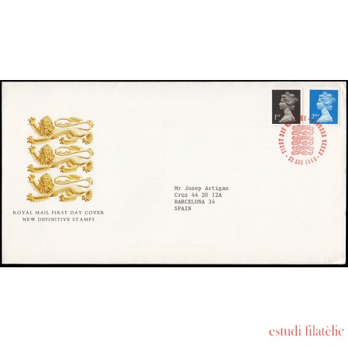 Gran Bretaña 1392/93 1989 SPD FDC Serie Reina Isabel II Sobre primer día Windsor