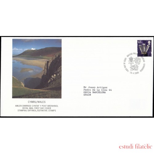 Gran Bretaña 2179 2000 SPD FDC Serie Regional Gales Sobre primer día Philatelic Bureau