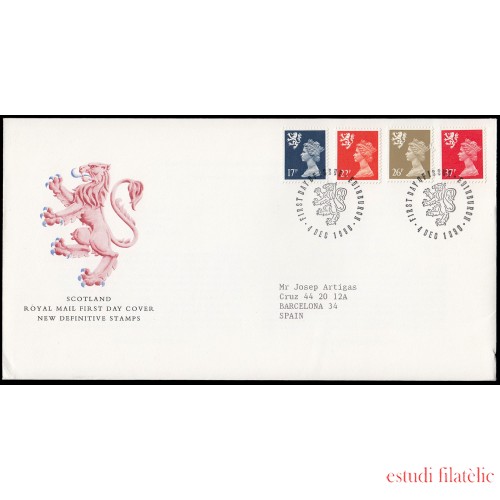 Gran Bretaña 1499/10 (de la serie) 1990 SPD FDC  Serie Reina Isabel II Escocia Sobre primer día Edinburgh