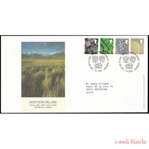 Gran Bretaña 2236/39 2001 SPD FDC Serie Regional Irlanda del Norte Sobre primer día Philatelic Bureau