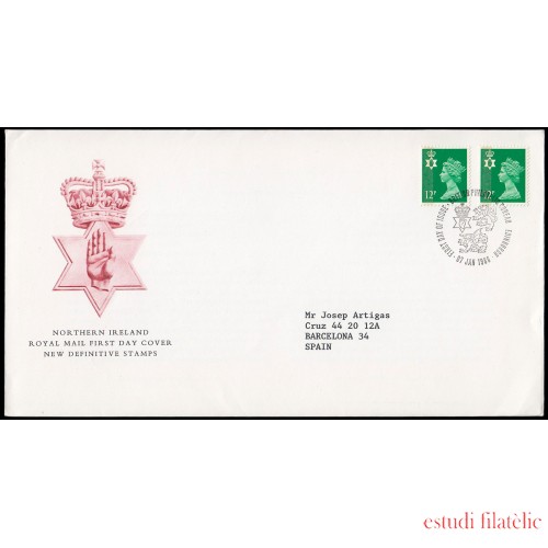 Gran Bretaña 1207 1986 SPD FDC Serie Reina Isabel II Irlanda del Norte Sobre primer día Philatelic Bureau