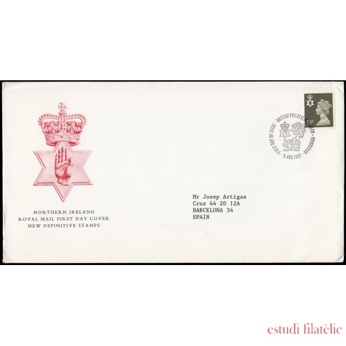 Gran Bretaña 1254 1987 SPD FDC Serie Reina Isabel II Irlanda del Norte Sobre primer día Philatelic Bureau