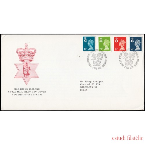 Gran Bretaña 1346/57 (de la serie) 1988 SPD FDC Serie Reina Isabel II Irlanda del Norte Sobre primer día Philatelic Bureau