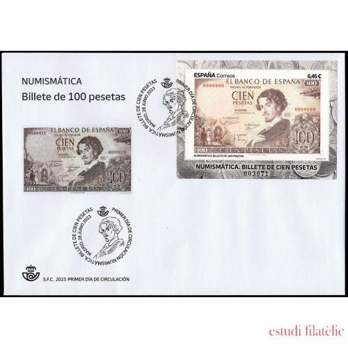 España Spain 5672 2023 Numismática Billete de 100 pesetas SPD Sobre Primer Día