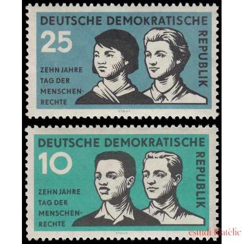 Alemania Oriental 384/85 1958 10 aniv. declaración Derechos Humanos MNH