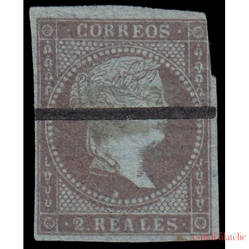 España Spain Barrados 42 1855 2 Reales Isabel II