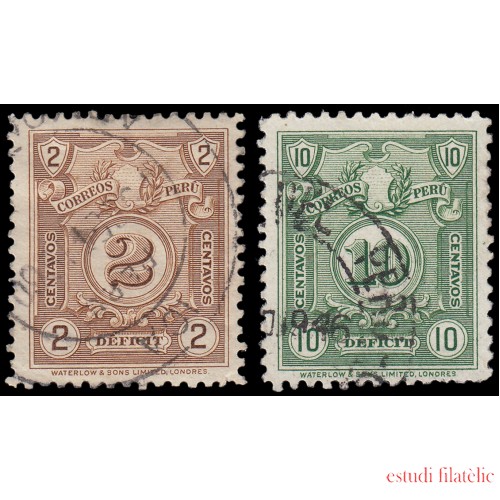 Perú Tasas 59/60 1936 Grabados Fondo de Líneas Firmado Waterlow Sons Usados