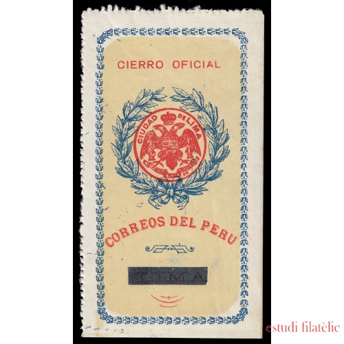 Perú Sellos de Devolución 2 1904 Fondo lleno Leyenda Correos del Perú MNH