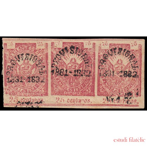 Perú Arequipa 2 1882 Provisional 1881-82 con sobrecarga MH