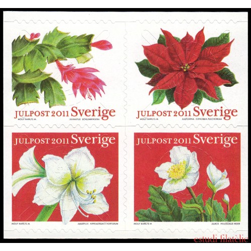 Suecia Sweden 2830/33 2011 Flora Flores de Navidad Autoadhesivos