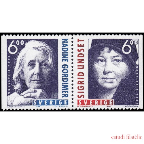 Suecia Sweden 2064/65 1998 Premios Nobel de literatura Nadine Gordimer y Sigrid Undset MNH