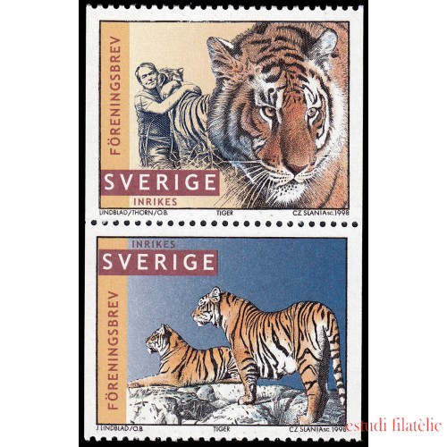 Suecia Sweden 2017/18 1998 Tigrres de Jan Lindblad fotográfo de la vida salvaje MNH