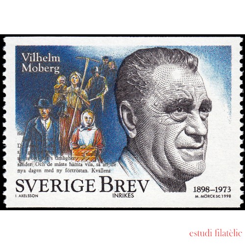 Suecia Sweden 2052 1998 centenario del nacimiento del escritor Vilhelm Moberg MNH