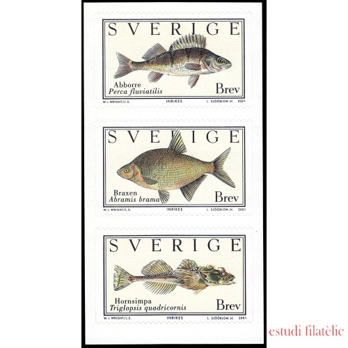 Suecia Sweden 2227/29 2001 Fauna Peces basados en dibujos de Wilhelm von Wright Autoadhesivos