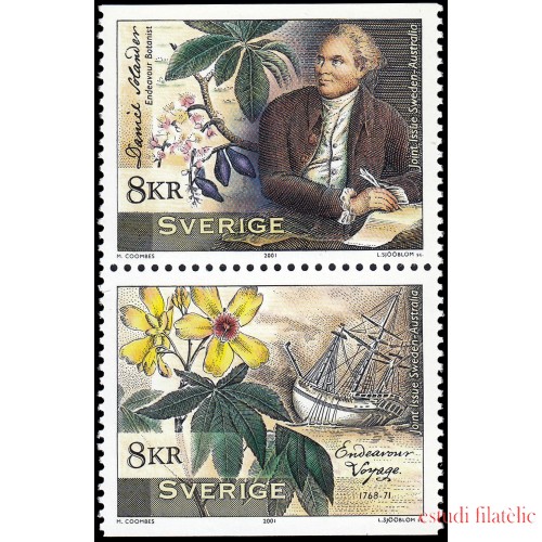 Suecia Sweden 2230/31 2001 Homenaje al botánico Daniel Solander Emisión conjunta con Australia MNH