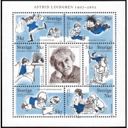 Suecia Sweden 2257/63 2002 Homenaje a Astrid Lindgren autora de libros infantiles MNH