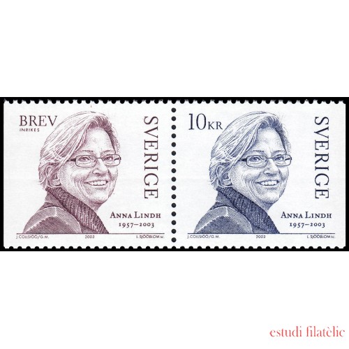 Suecia Sweden 2364/65 2003 En memoria de Anna Lindh Ministra de asuntos exteriores MNH