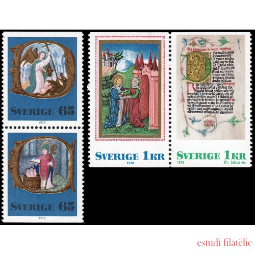 Suecia Sweden 946/49 1976 Navidad Iluminaciones medievales MNH