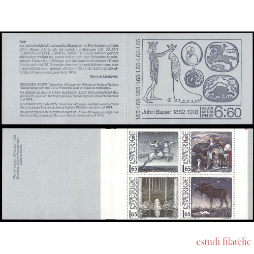 Suecia Sweden C1160 1982 Centenario del nacimiento de John Bauer ilustrador Carnet MNH