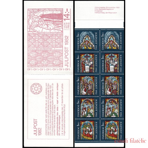 Suecia Sweden C1191 1982 Navidad Vidrieras de la iglesia de Lye Carnet MNH