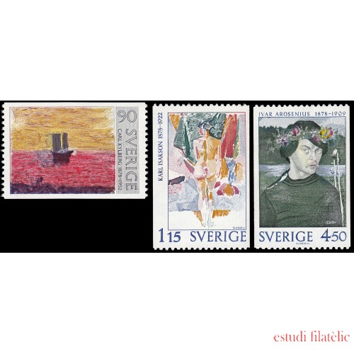 Suecia Sweden 1016/18 1978 Centenario del nacimiento de los artistas Carl Kylberg, Karl Isakson, Ivar Arosenius  MNH