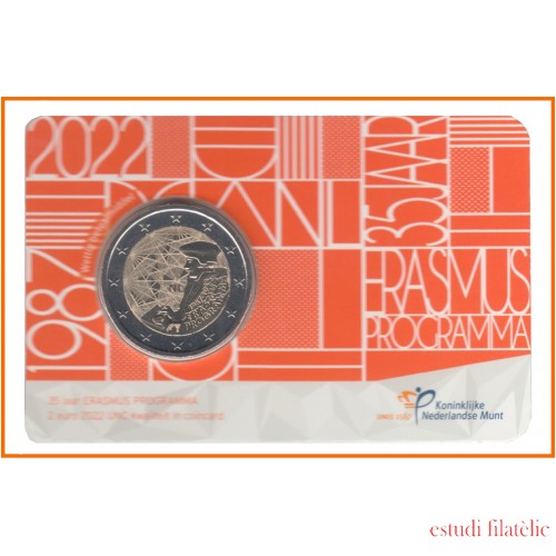 Holanda 2022 Cartera Oficial Coin Card Moneda 2 € conm. Erasmus 