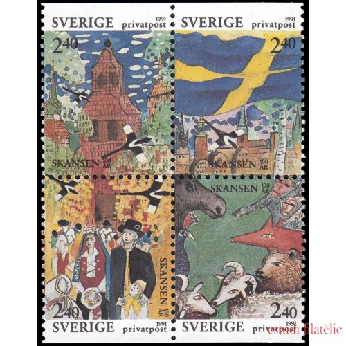 Suecia Sweden 1645/48 1991 Centenario del Museo Skansen de Estocolmo MNH