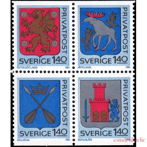 Suecia Sweden 1127/30 1981 Armas Provinciales MNH