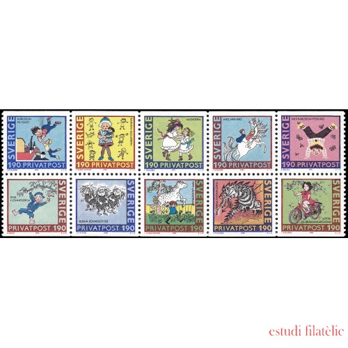 Suecia Sweden 1415/24 1987 Ilustraciones de libros infantiles escritos por Astrid Lindgren MNH