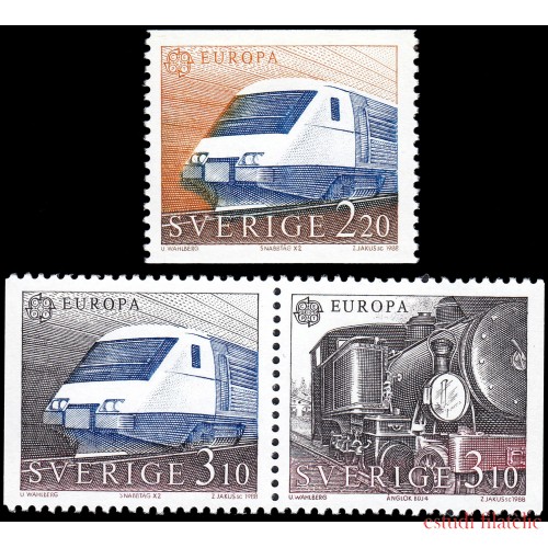 Suecia Sweden 1477/79 1988 Europa Transporte y comunicación MNH