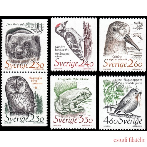 Suecia Sweden 1502/07 1989 Animales amenazados en el medio ambiente MNH