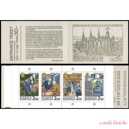 Suecia Sweden C1381 1986 Estocolmomanía 86 Exposición filatélica internacional Carnet MNH