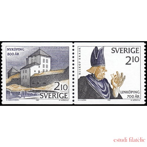 Suecia Sweden 1414a 1987 Aniv de la fundación de las ciudades suecas Linköping y Nyköping MNH