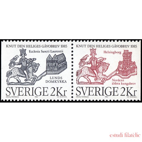 Suecia Sweden 1322 1985 900 aniv. de la escritura de donación de San Canuto a Lund MNH