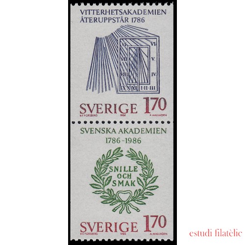 Suecia Sweden 1364a 1986 200 aniv. Academia Bellas Artes sueca MNH