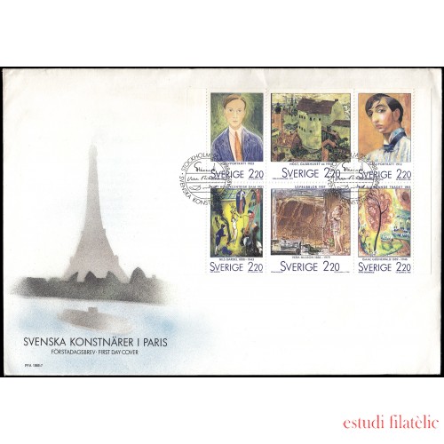 Suecia Sweden SPD FDC 1481/86 1988 Pintores suecos Sobre primer día