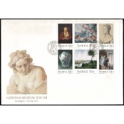 Suecia Sweden SPD FDC 1712/17 1992 Bicentenario del Museo Nacional Obras de arte Sobre primer día