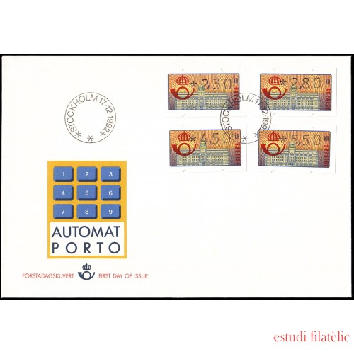 Suecia Sweden SPD FDC D2 1992 Sello de Distribuidores Sobre primer día