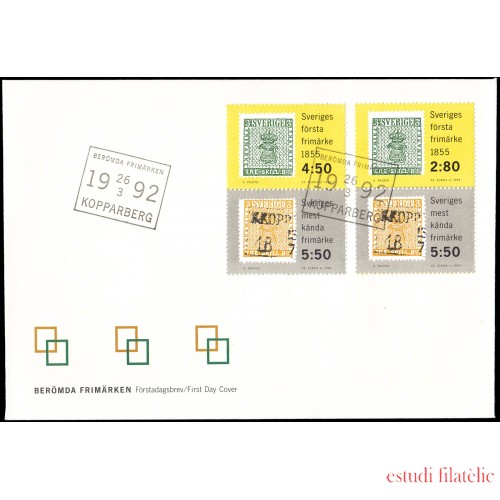 Suecia Sweden SPD FDC 1694/96 1992 Año del sello postal Sellos famosos Sobre primer día