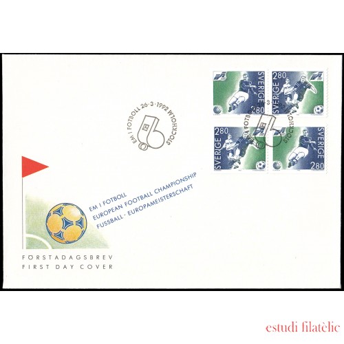 Suecia Sweden SPD FDC 1697/98 1992 Campeonato de Europa de fúltbol 1992 en Suecia Sobre primer día