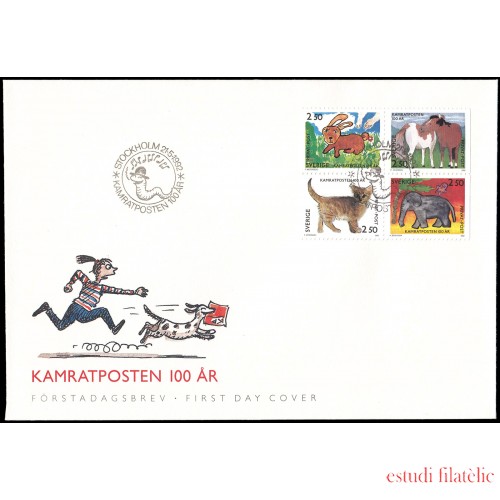 Suecia Sweden SPD FDC 1699/02 1992 Tarifas reducidas Centenario de la revista infantil Kamratposten Sobre primer día