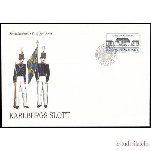 Suecia Sweden SPD FDC 1707 1992 Castillo de Kalberg Escuela de guerra después de 1792 Sobre primer día