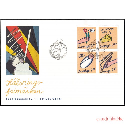 Suecia Sweden SPD FDC 1708/11 1992 Sellos de saludo y felicitaciones Sobre primer día