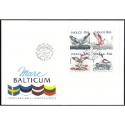 Suecia Sweden SPD FDC 1724/27 1992 Fauna Pájaros del Báltico Sobre primer día