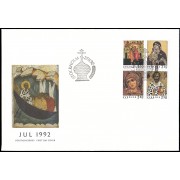 Suecia Sweden SPD FDC 1730/33 1992 Navidad Iconos Emisión conjunta Rusia-Suecia Sobre primer día