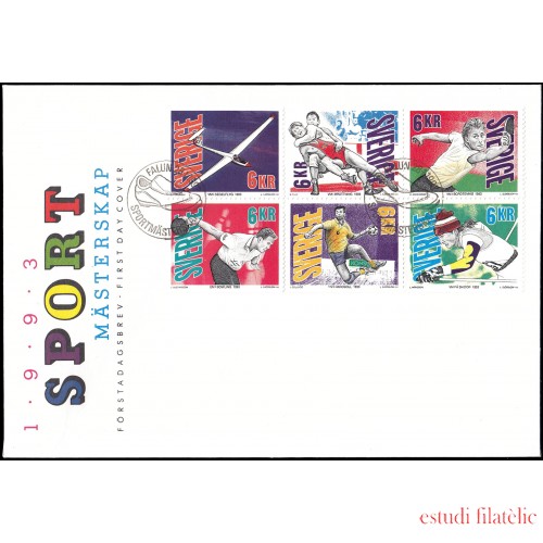 Suecia Sweden SPD FDC 1743/48 1993 Eventos deportivos de 1993 en Suecia Sobre primer día