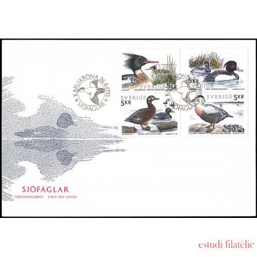 Suecia Sweden SPD FDC 1771/74 1993 Pájaros acuáticos Sobre primer día