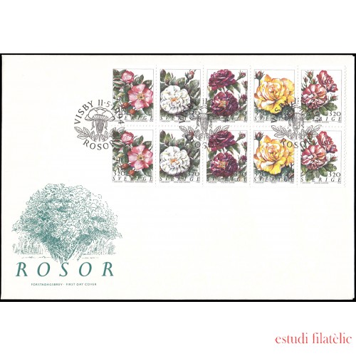 Suecia Sweden SPD FDC 1807/11 1994 Flores Rosas Sobre primer día