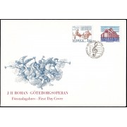 Suecia Sweden SPD FDC 1825/26 1994 300 aniv. nacimiento del músico Johan Helmich Roman, Inauguración de la Ópera de Goteborg Sobre primer día 