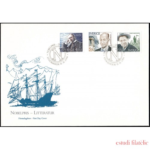 Suecia Sweden SPD FDC 1836/38 1994 Premios Nobel de literatura suecos Sobre primer día